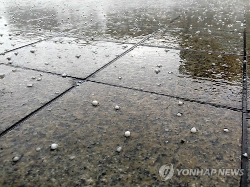 韓國大田突降暴雨 全州益山冰雹如豆（組圖）
