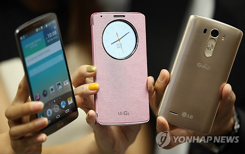資料圖片：LG新一代旗艦手機G3（圖片來源：韓聯(lián)社）