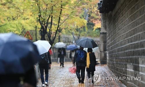 韓國(guó)首爾地區(qū)迎來(lái)秋雨 楓葉美景秋意更濃【組圖】