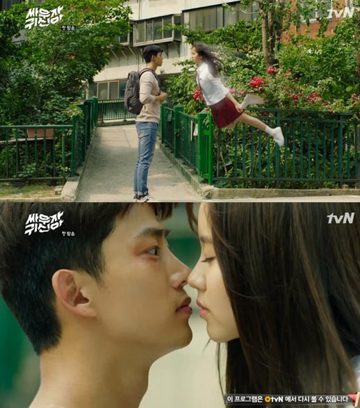 《打架吧鬼神》首播創(chuàng)下tvN月火劇紀(jì)錄 金所炫玉澤演初見(jiàn)kiss【組圖】