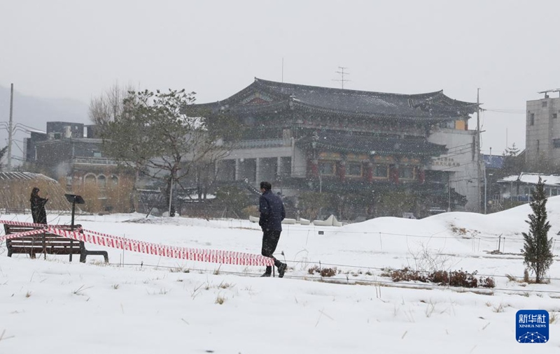 【組圖】韓國(guó)首爾迎來(lái)春雪