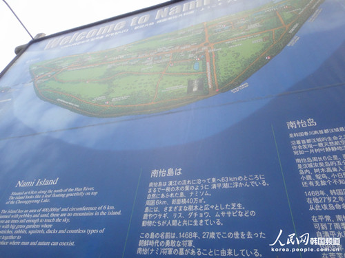 南怡島的地圖 攝影：實習記者 楊思琪